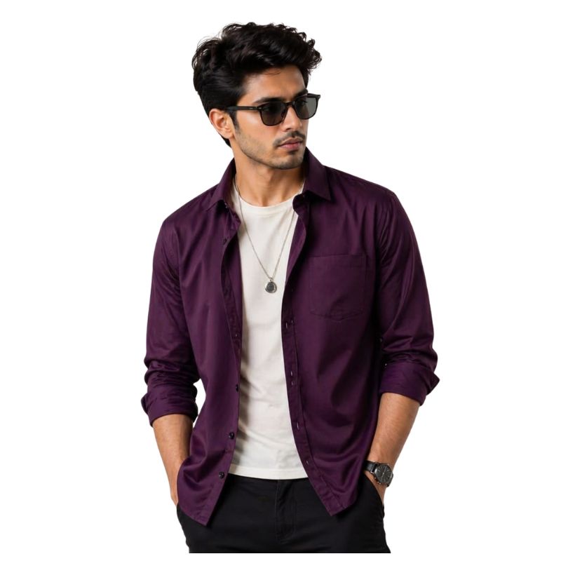 Men's Wine Maroon Full-Sleeve Casual Shirt – TN95 Sivakasi